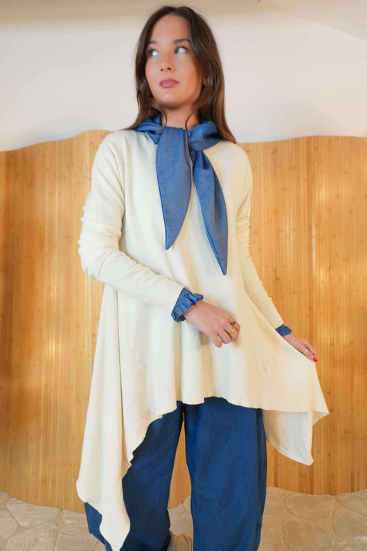 Mabel Dip Side Stretch Fine Knit Stone 